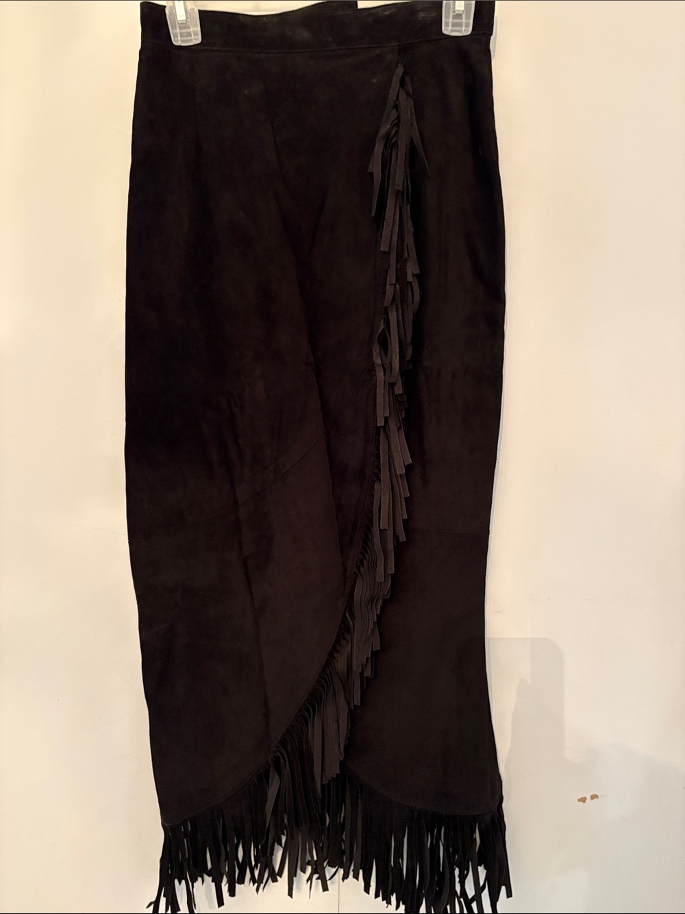 Danier Black Suede Fringe Maxi Skirt